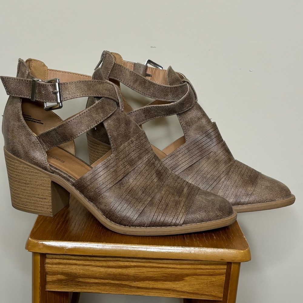 Brown cutout booties